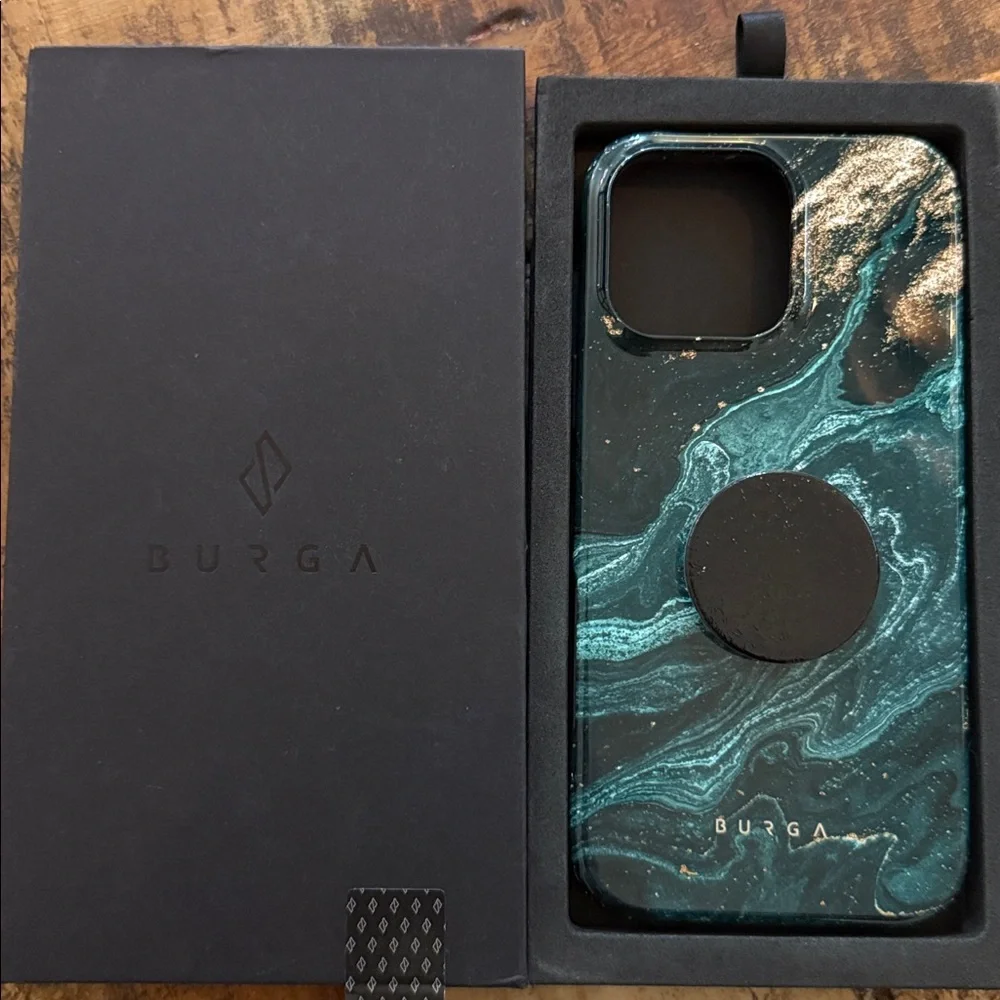 BURGA Emerald Pool Green and Gold Metallic Phone Case for iPhone 16 Pro Max 6.9
